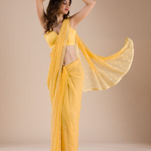 Yellow Chiffon Saree