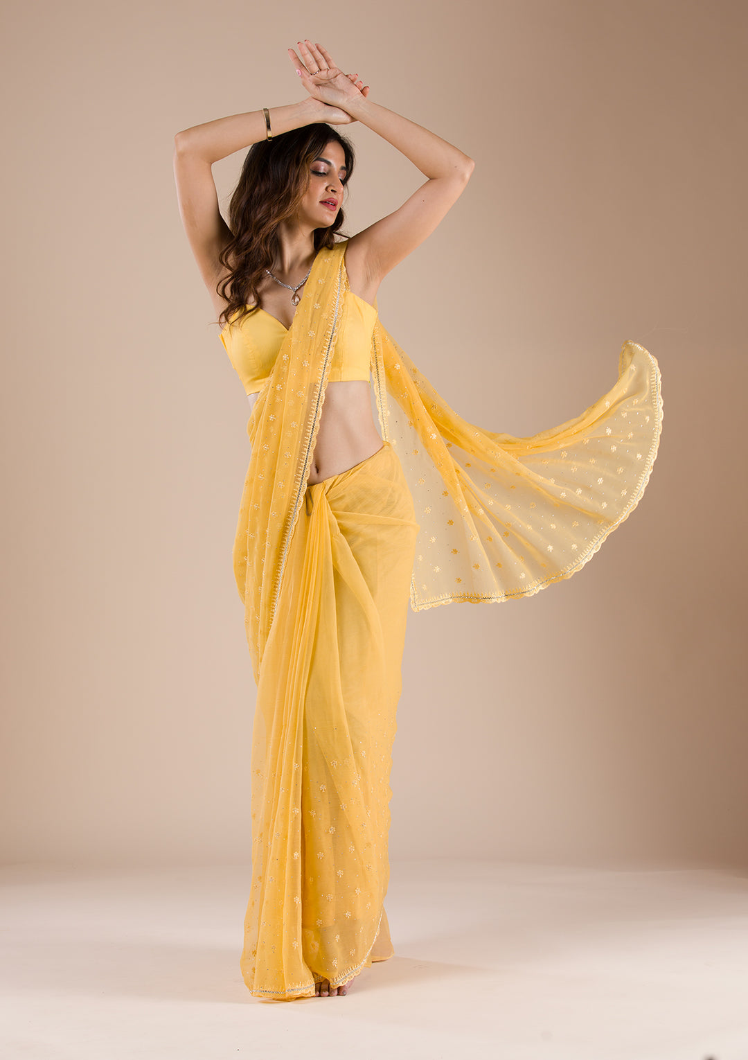 Yellow Chiffon Saree