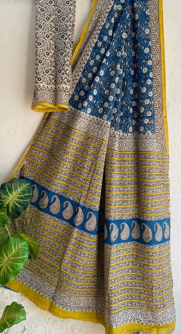 Mul Saree - Hand Block Printed Pure Cotton | Natural Dye MUL104
