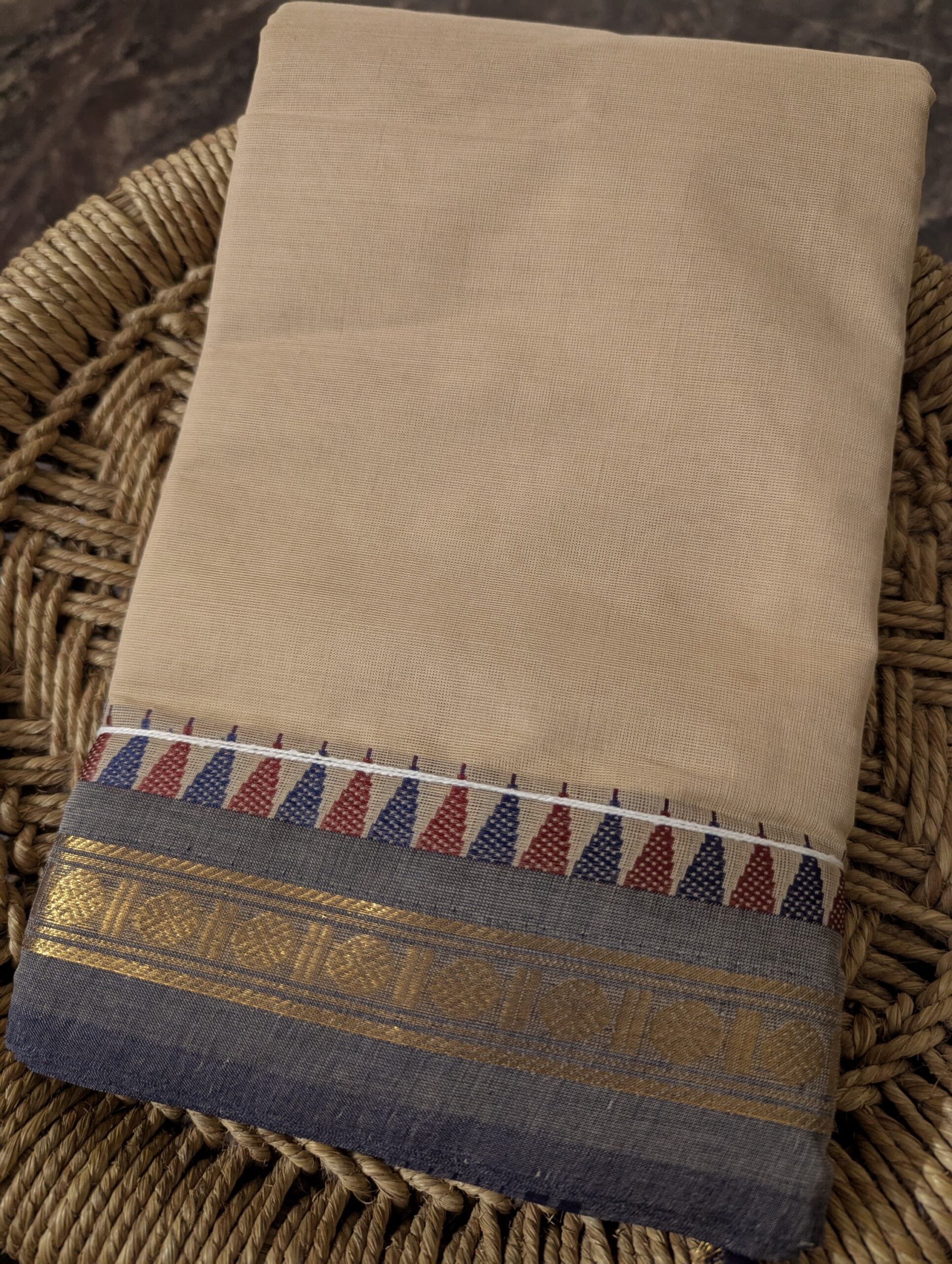 Chettinad Cotton Saree - Beige to Grey