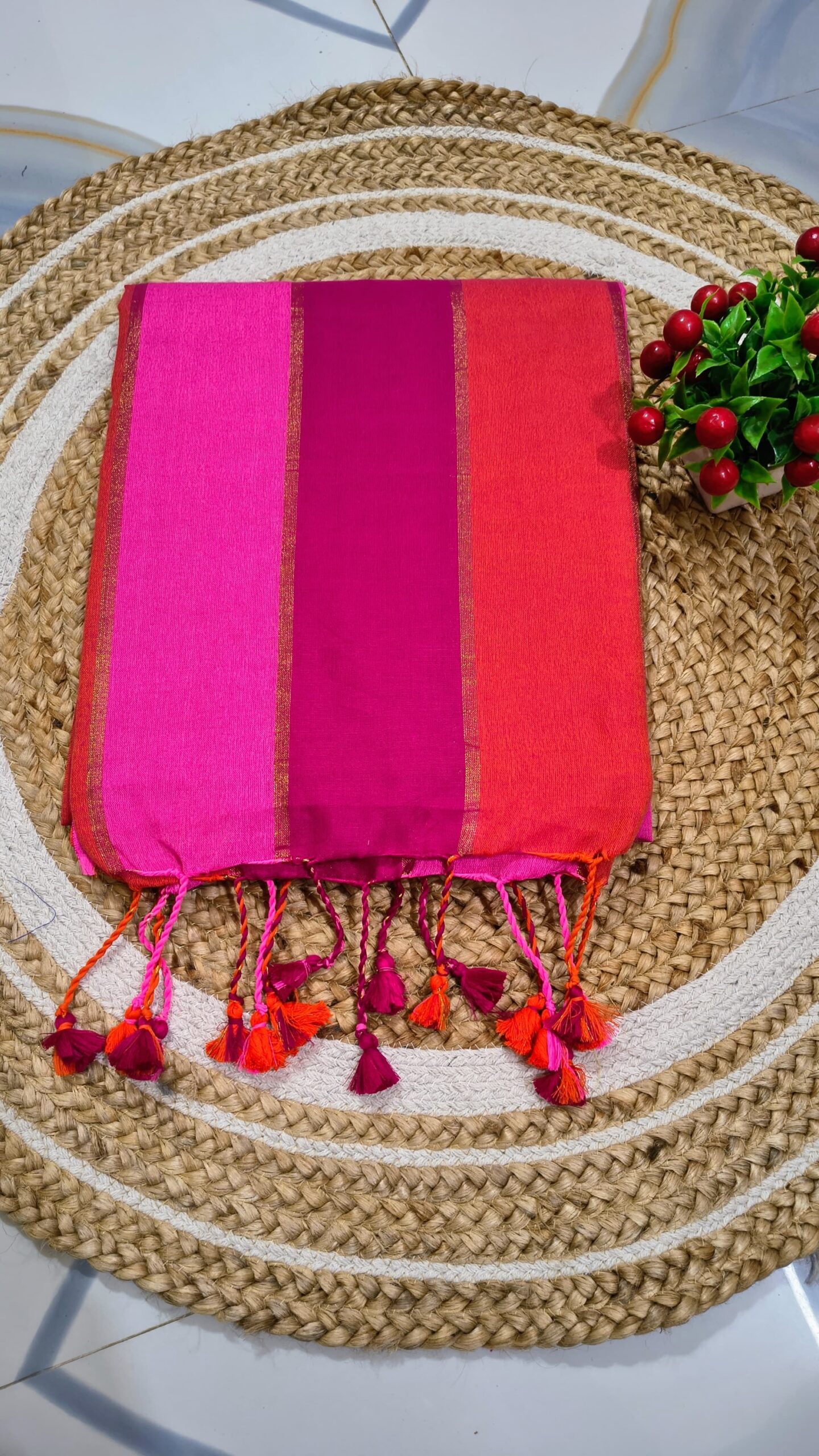 Mul cotton - Tricolour stripes MUL998 - Image 2