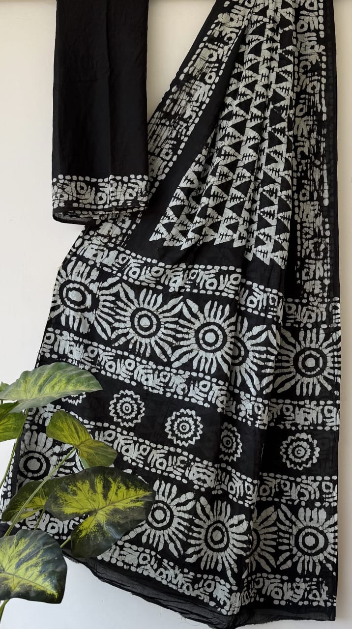 Mul Saree - Hand Block Printed Pure Cotton | Natural Dye MUL113