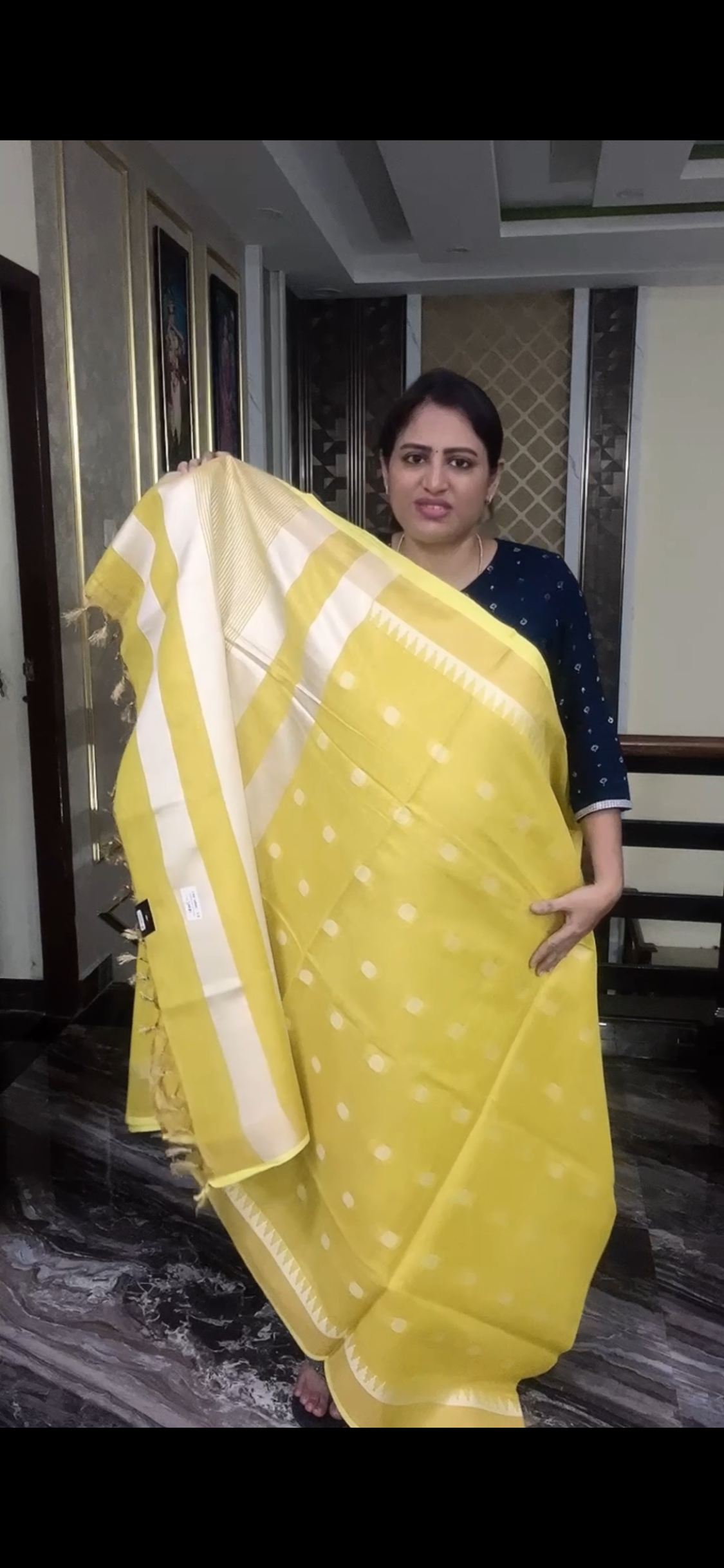 Raw silk - Yellow with Cream Border