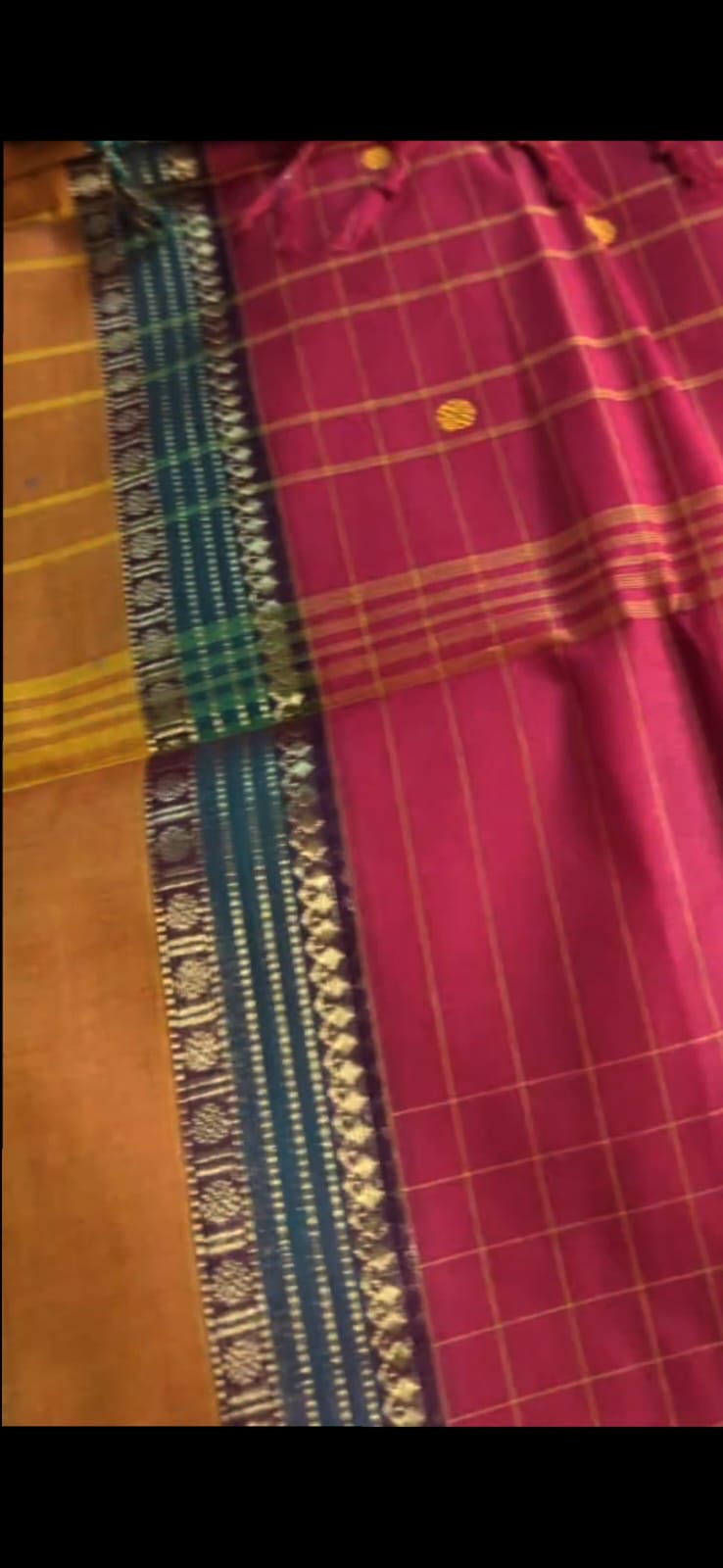 Kanchi Cotton Saree RED with Seer Pallu - Image 3