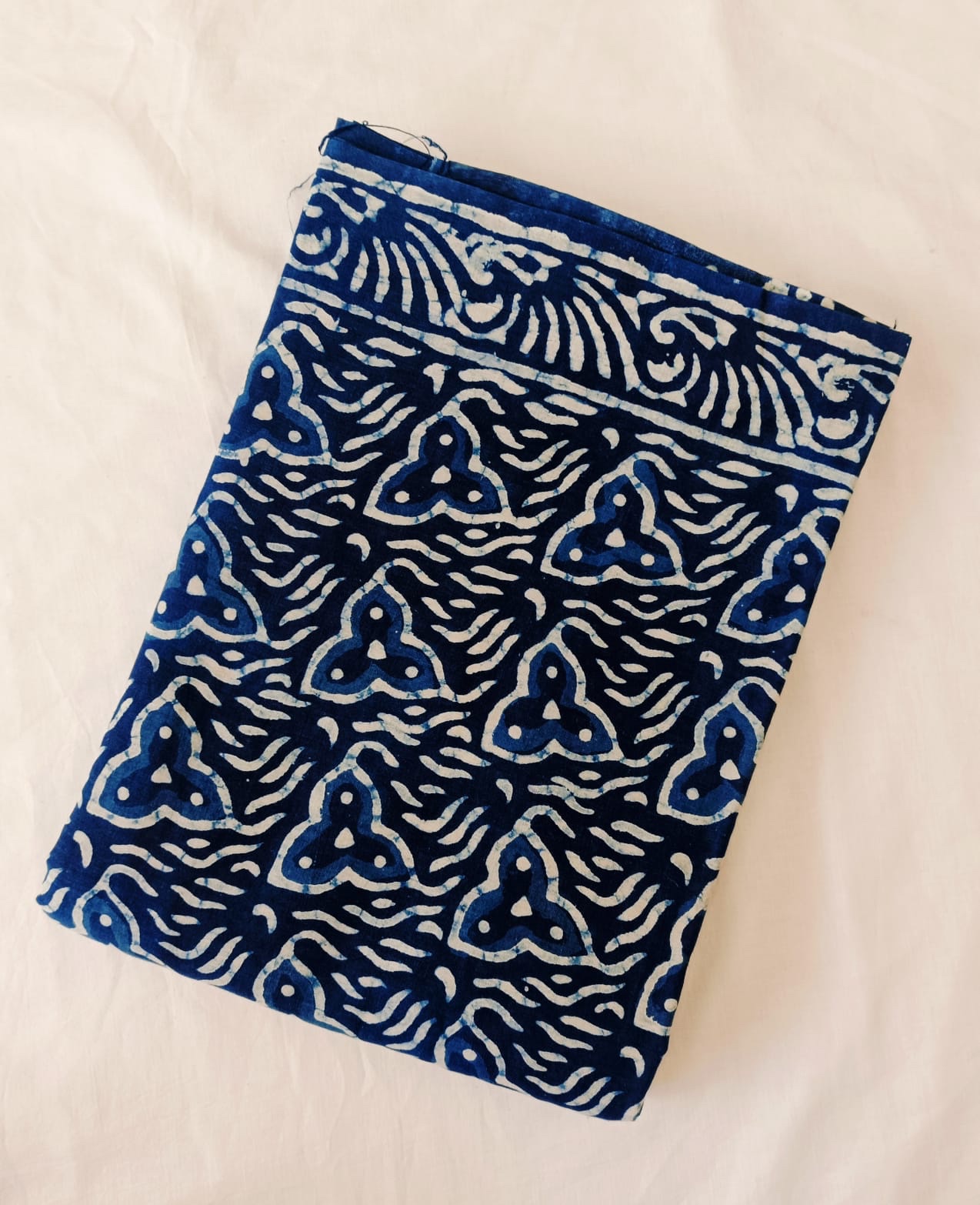 Indigo shades - Soft Pure Cotton Mul Saree – Hand Block Printed - Image 12