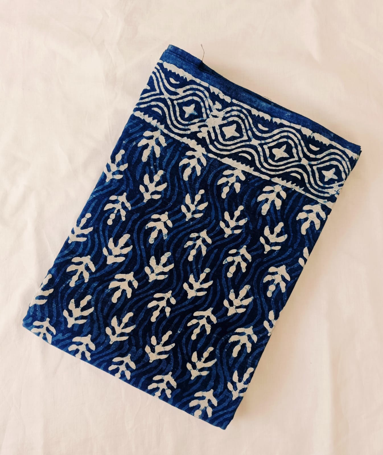 Indigo shades - Soft Pure Cotton Mul Saree – Hand Block Printed - Image 2