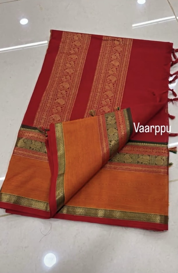 Kanchi Cotton Saree- RED with Grand Rich Pallu