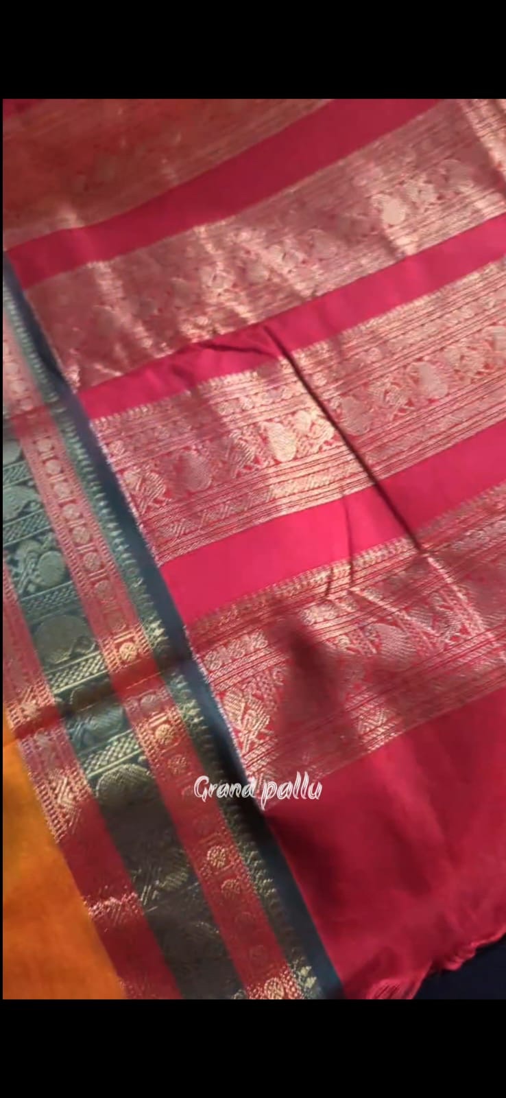 Kanchi Cotton Saree- RED with Grand Rich Pallu - Image 3