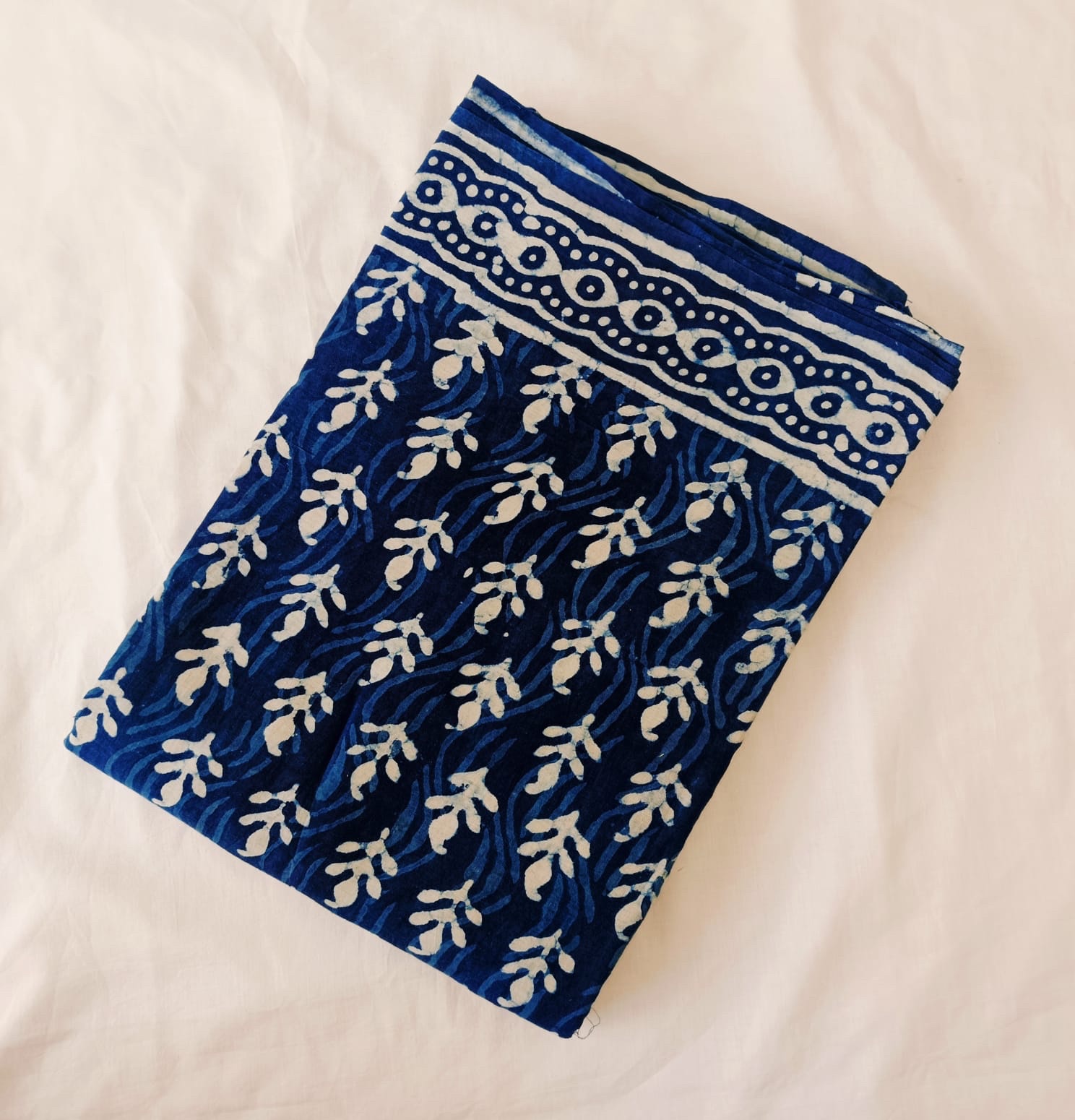 Indigo shades - Soft Pure Cotton Mul Saree – Hand Block Printed - Image 11