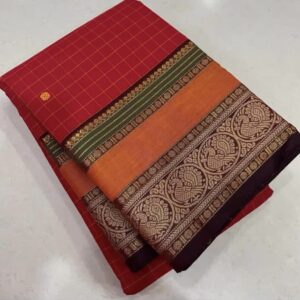 Kanchi Cotton Saree RED with Seer Pallu