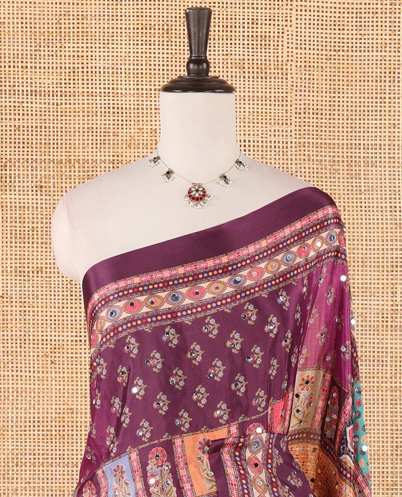 Half & Half Mirror Work Saree – Designer Party Wear - Image 3