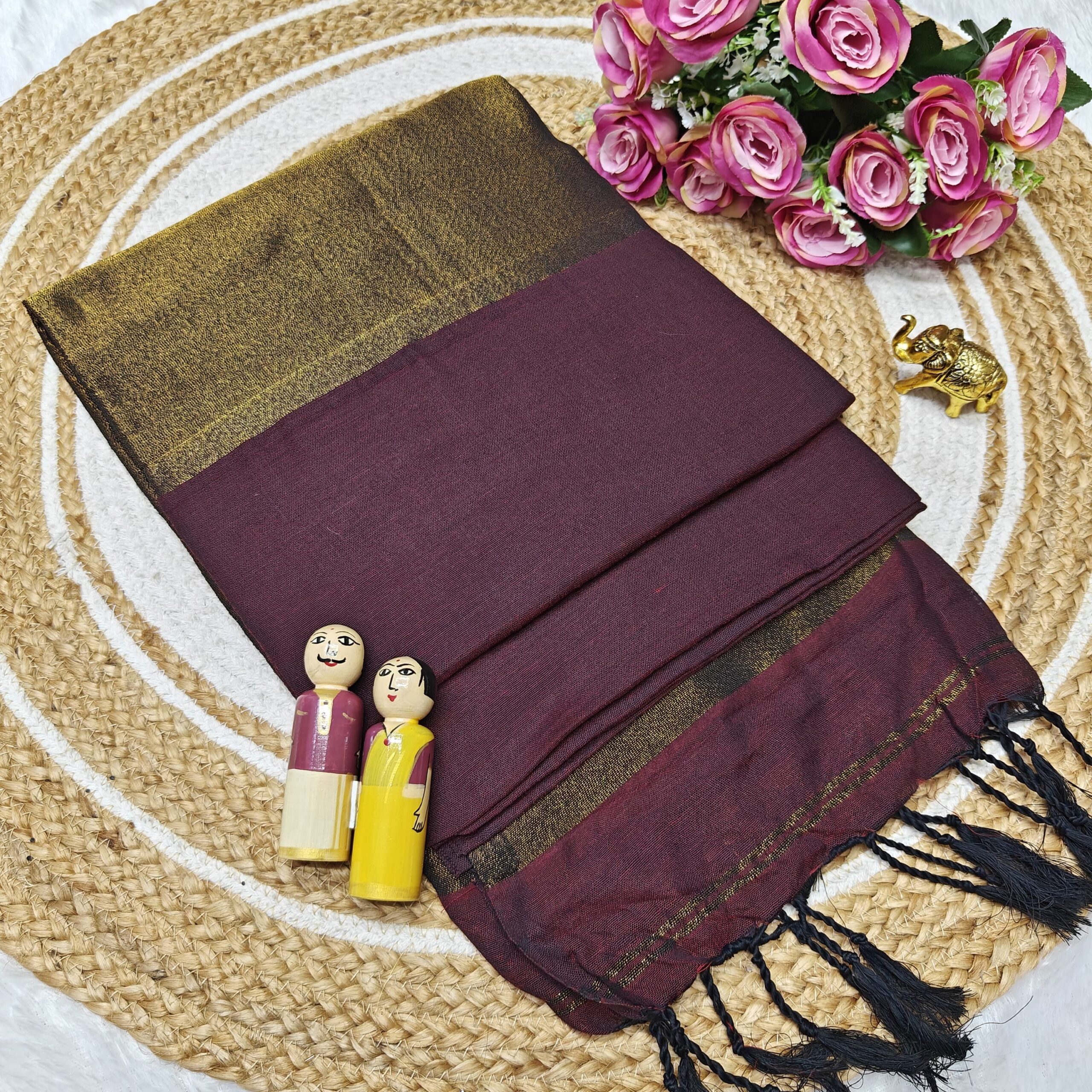 Nayanthara Inspired Handloom Khadi Sarees - with BorderBlouse MAROON
