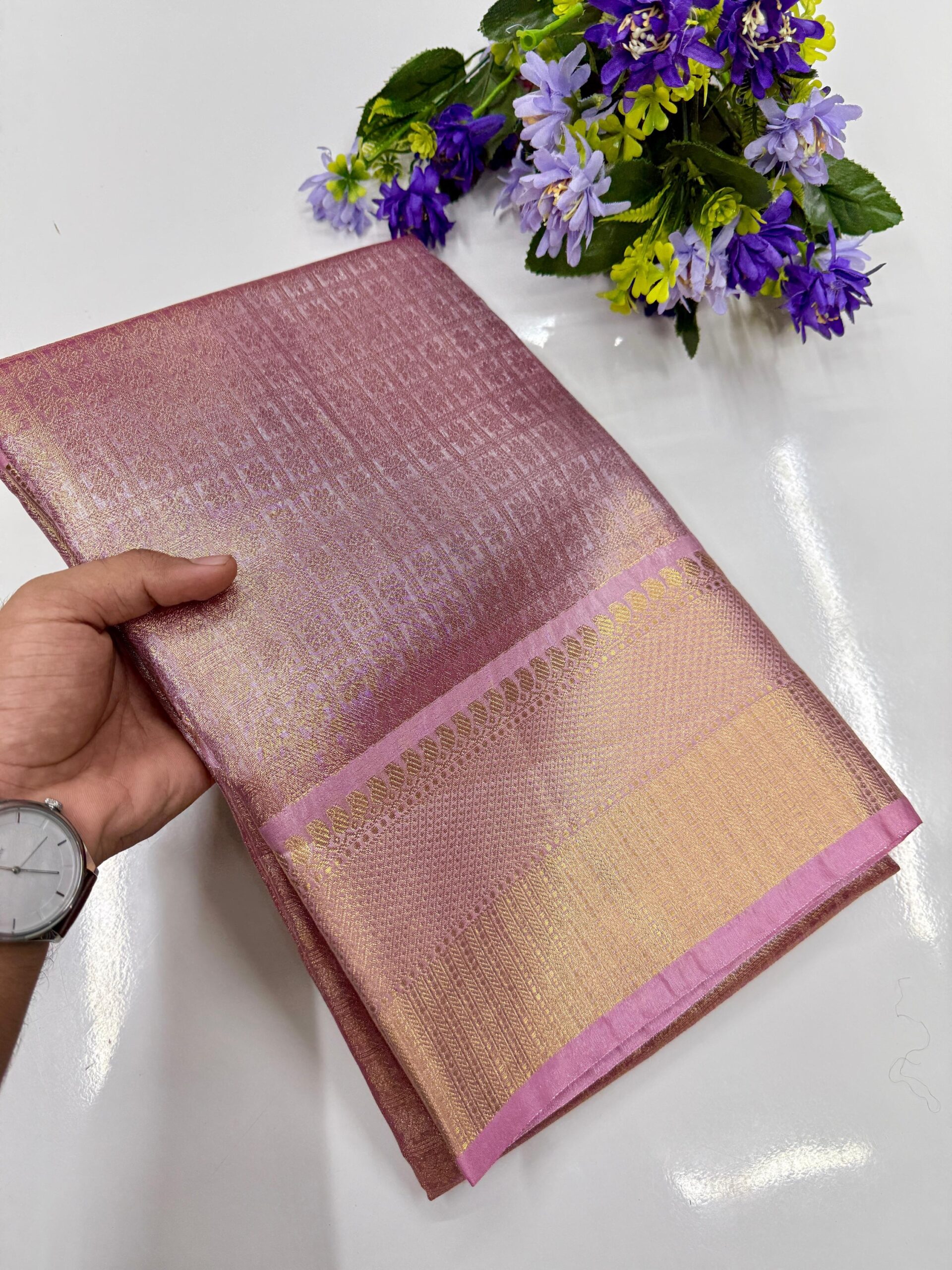 Mauve Pink Soft Silk Saree