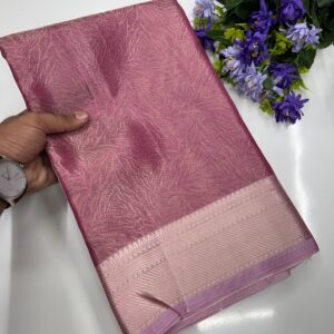 Rose Pink with Pastel Zari Border