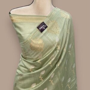 Warm Silk Saree – Pastel Green Elegance