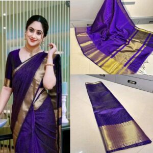 Zari Kattam Katan Silk Saree - Voilet
