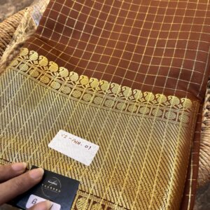 Zari Kattam Katan Silk Saree - Coffee brown