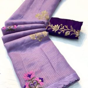 Kota doria - Embroidery - Lavendar