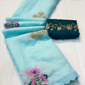 Kota doria - Embroidery - Blue