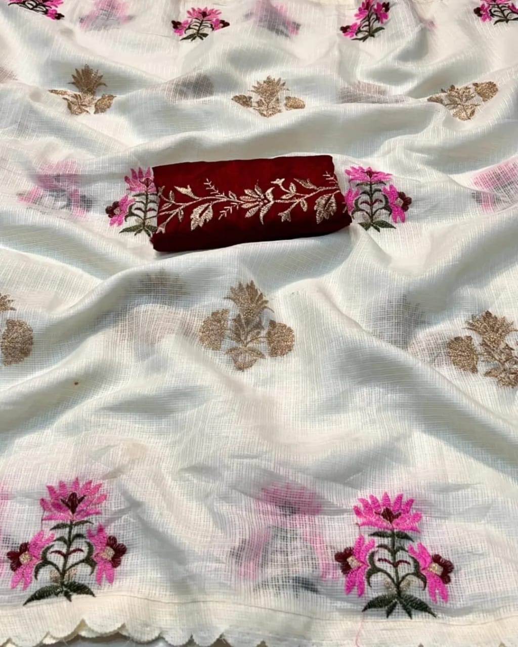 Kota doria - embroidery - White - Image 4