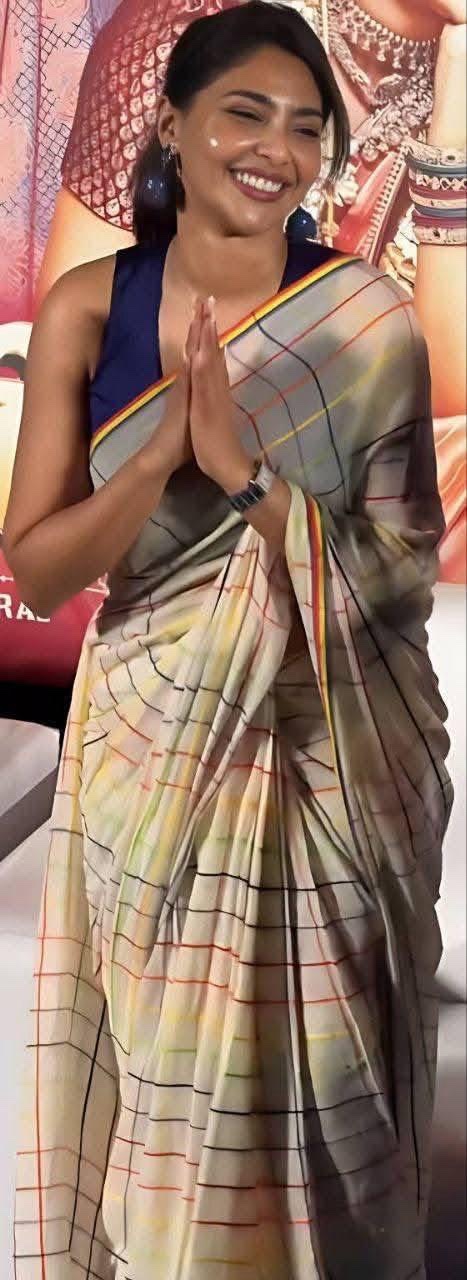 Rainbow Checks Mul Cotton Saree