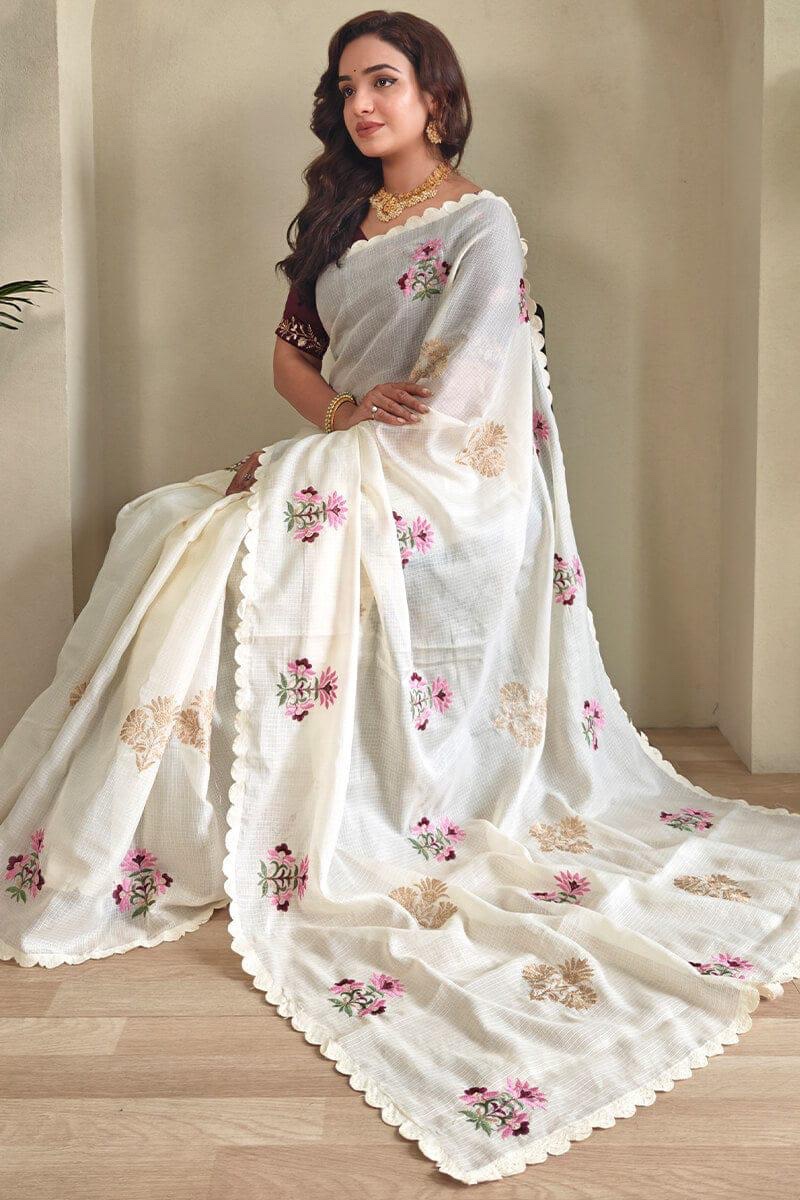 Kota doria - embroidery - White - Image 2