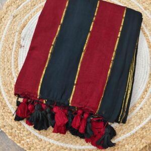 Black-Maroon Stripe with zari line