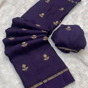 Pure Soft Viscose Georgette Silk Saree - Purple