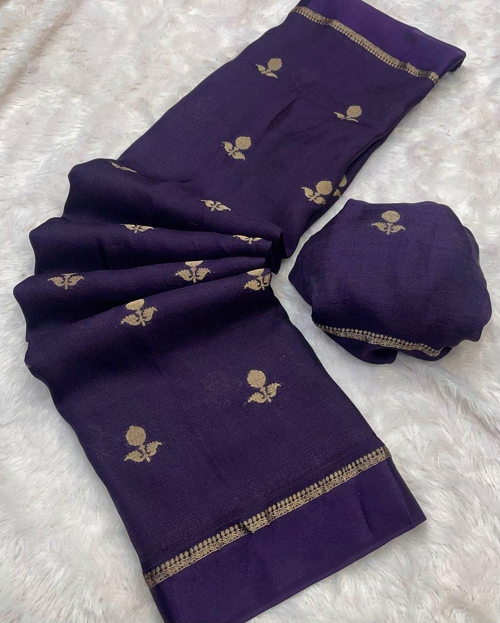 Pure Soft Viscose Georgette Silk Saree - Purple