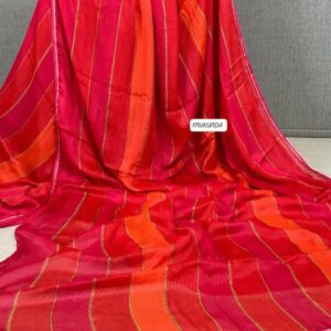 Fancy georgette - zari line Orange Red