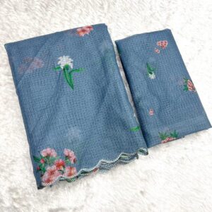 🌼 Soft Kota Fabric Saree with Floral Prints