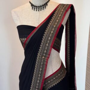 Midnight Muse — Black & Maroon Narayanpeth Saree