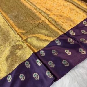 Mustard & Royal Purple Soft Silk Saree