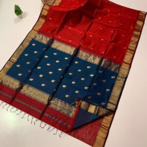 Maheshwari silk cotton - Red Blue